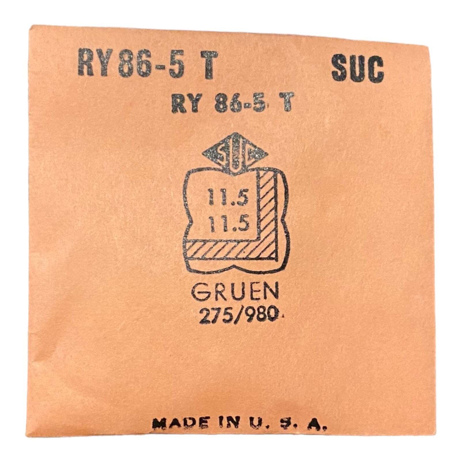 SUC RY86-5T Watch Crystal 11.5×11.5 NOS Part Rocket Cylinder Gruen