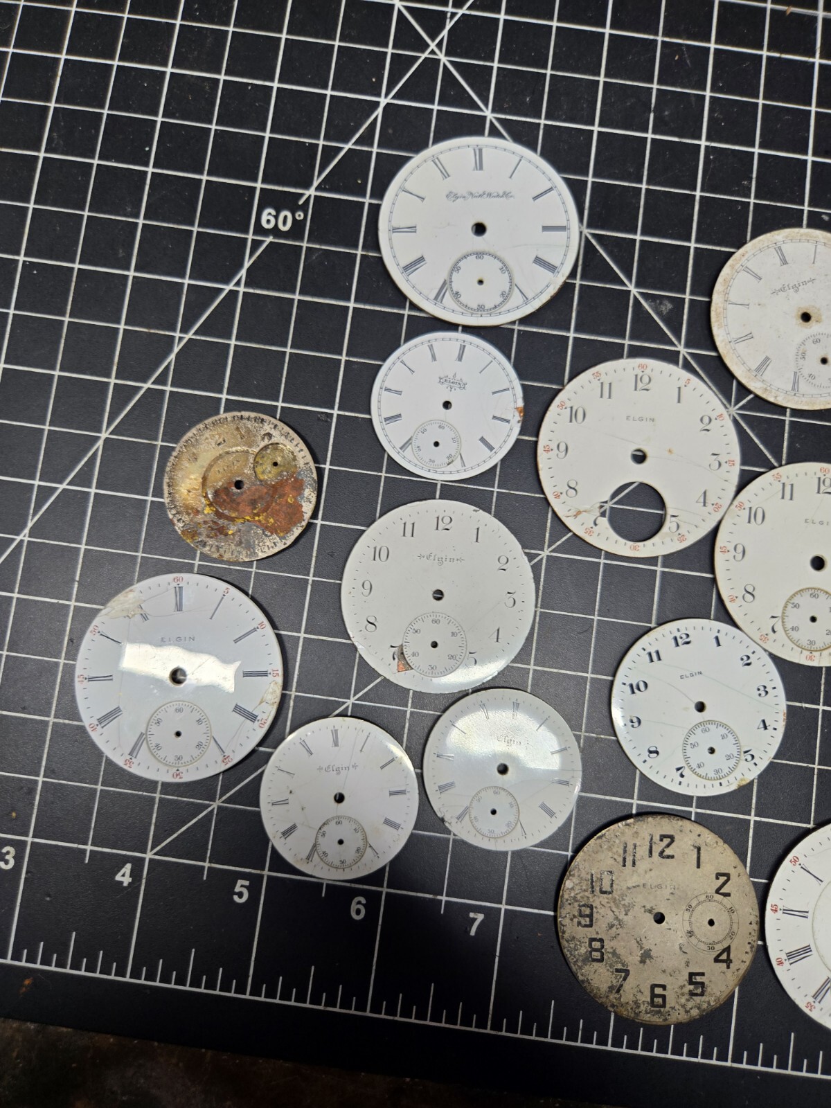 vintage elgin pocket watch dial lot repurpose steampubk craft sub railroad