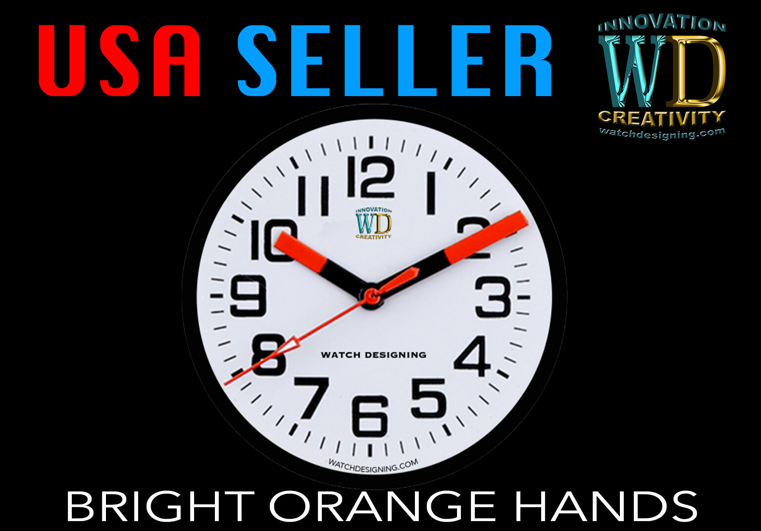 Watch hands NEW Bright Orange & Black for 2030 Movements Parts 1.20/ 0.70/0.20