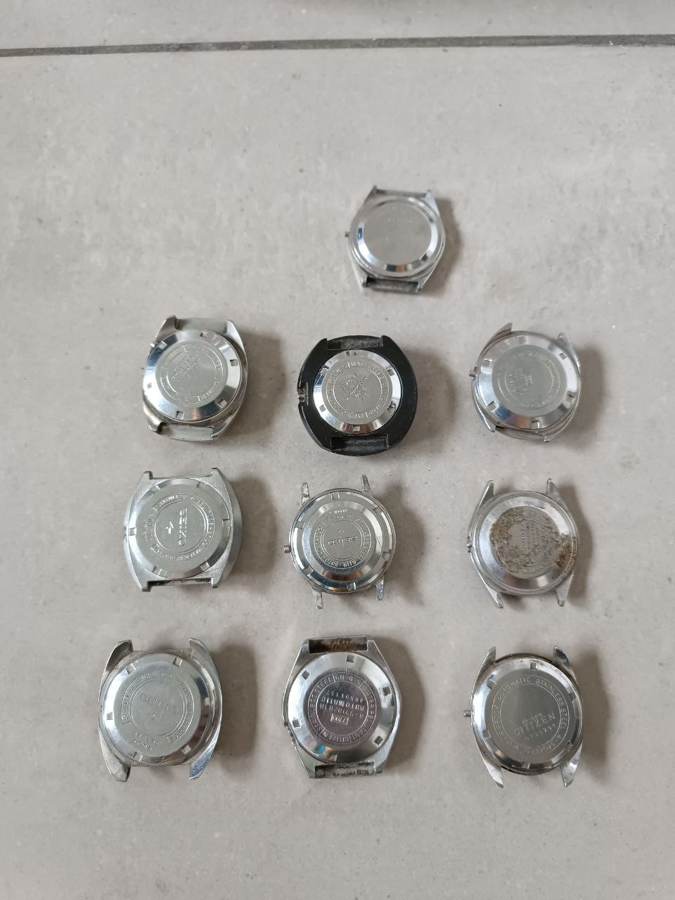 BIG LOT OF 10 JAPANESE AUTOMATIC CITIZEN & SEIKO CASES FOR PROJECT / REPLACEMENT