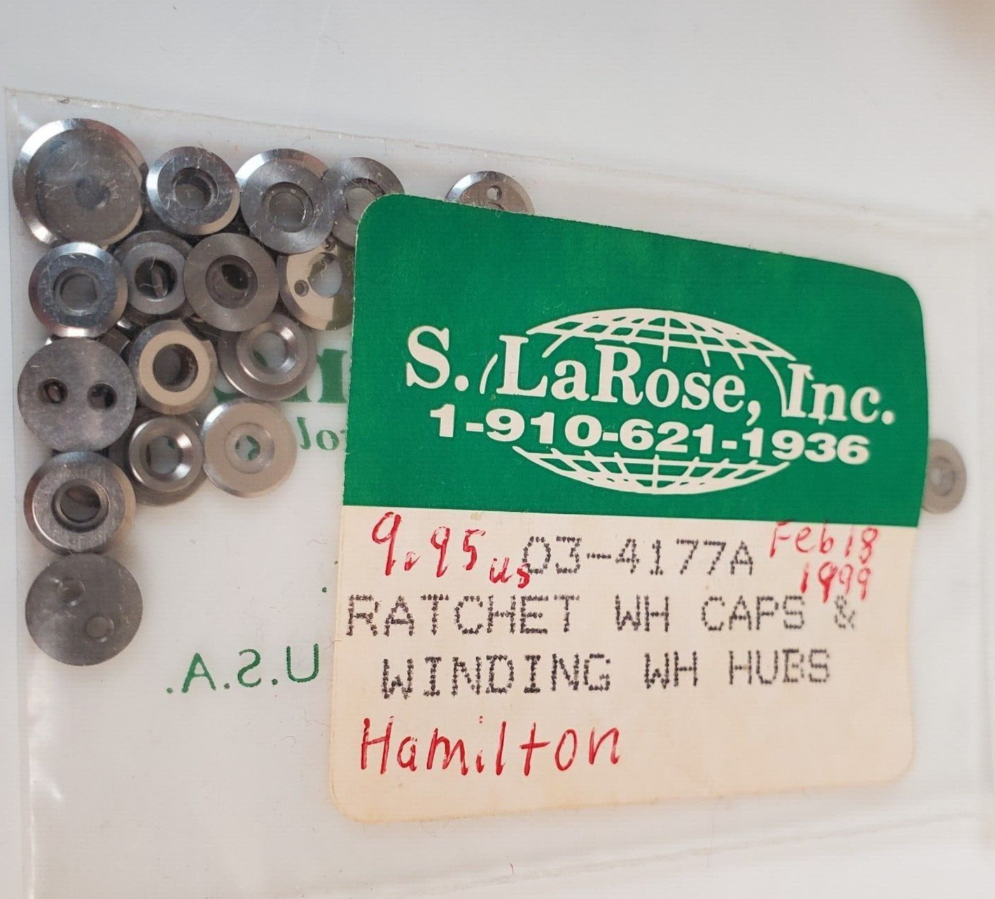 HAMILTON 18s-12s pocket watch ratchet wheel caps & winding wheel hub assortment