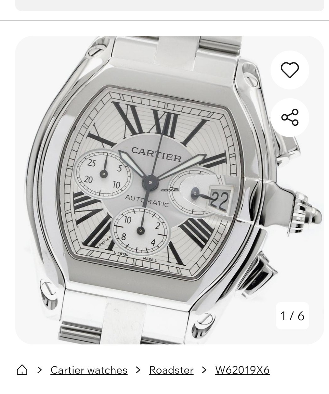 Hands For Cartier Roadster Roadster Automatic Chrono Watch