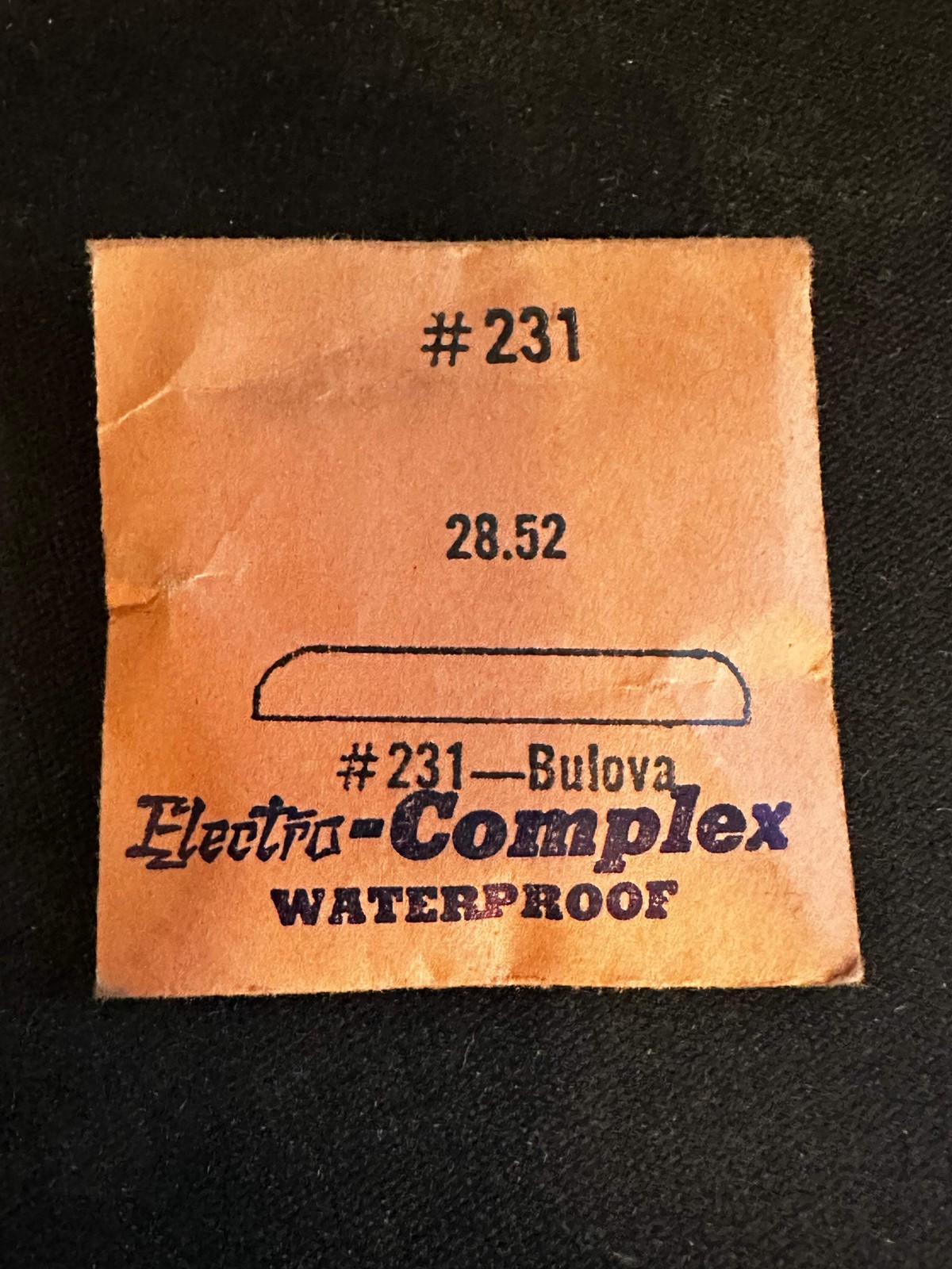 Electro-Seal #231 Watch Crystal 28.52mm for Bulova Wrist Watch – New