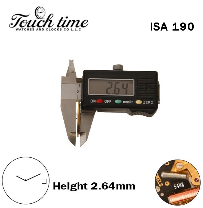 ISA 190 Swiss Quartz Movement- H:2.64mm-White Disk At 3-2 Hands-Without Stem.