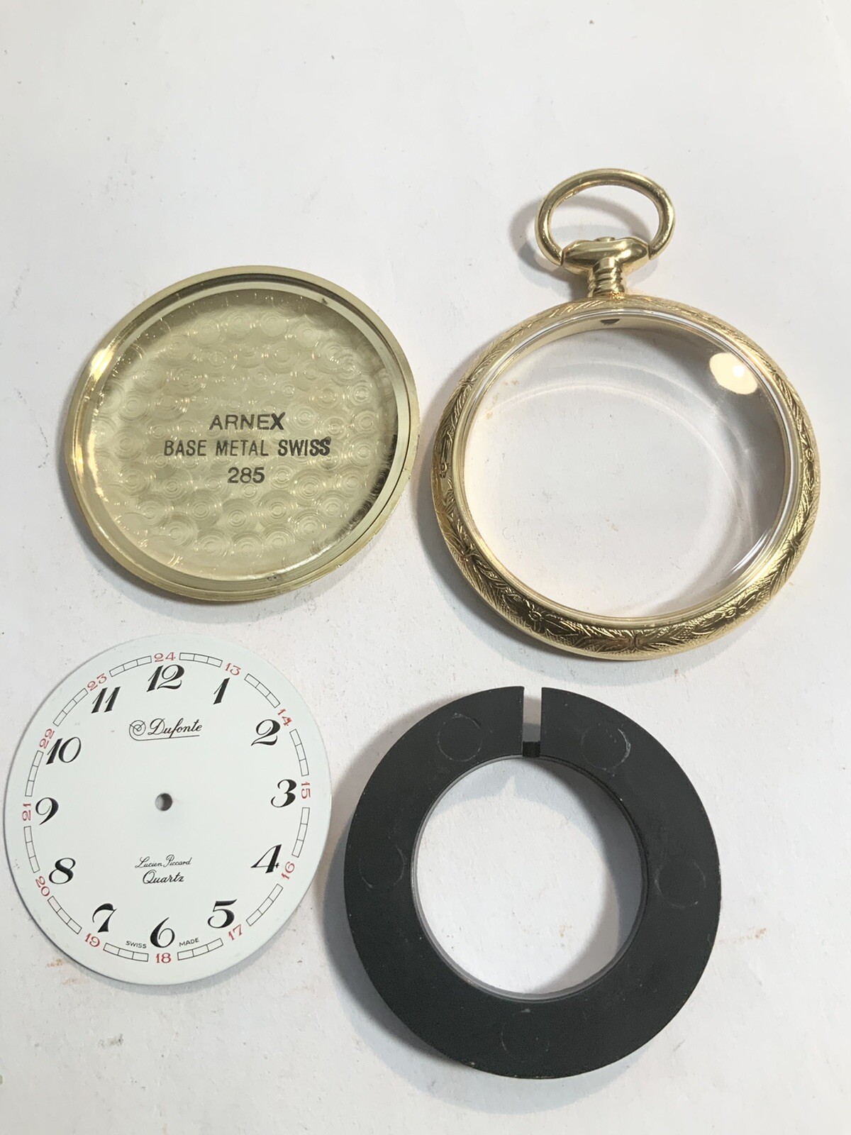 Vintage New Old Stock Arnex Gold Plate Pocket Watch Case with DuFonte Dial 48mm
