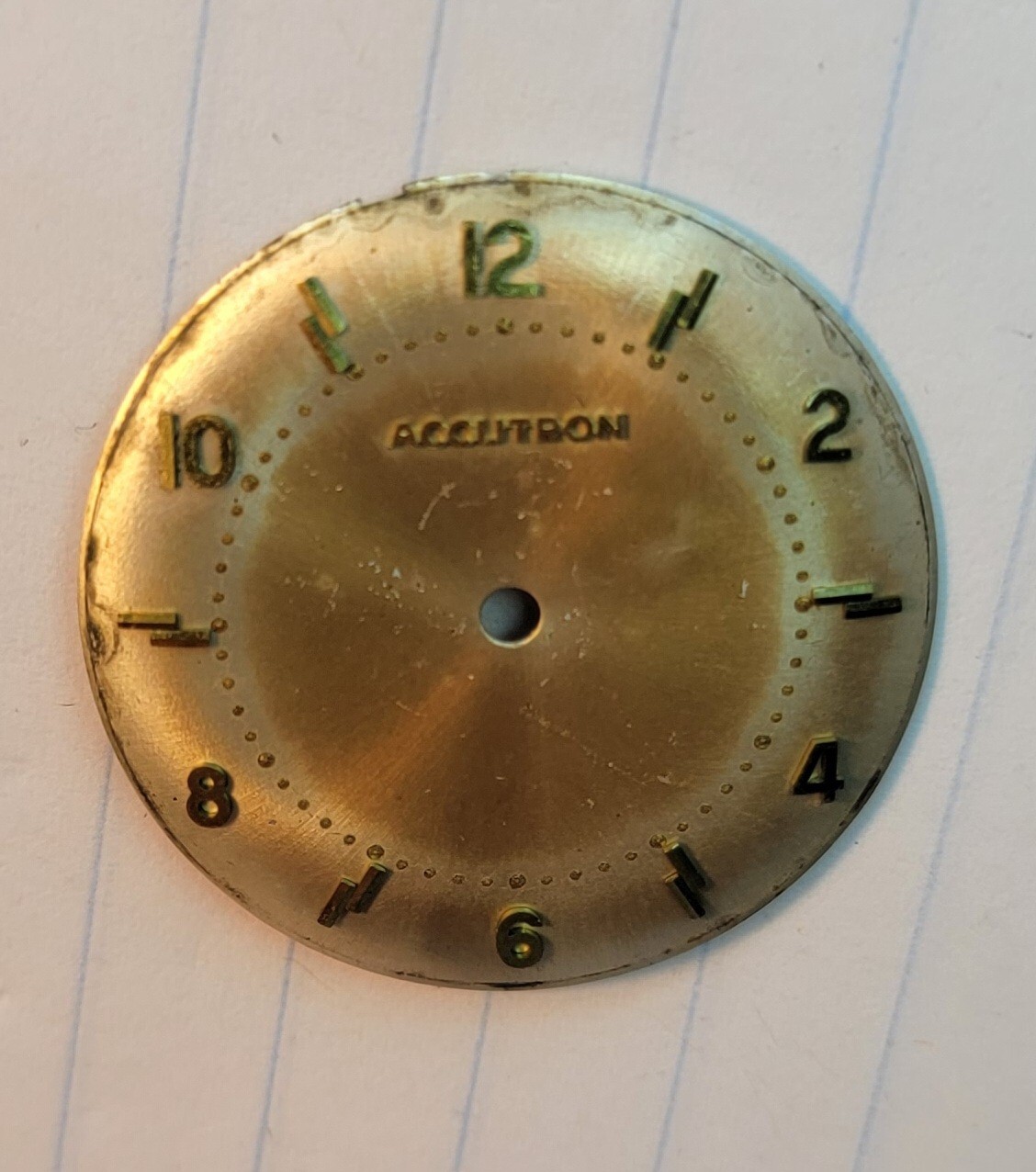 BULOVA ACCUTRON 214 Mens WATCH DIAL 1960s – 1970s Gold Tone Markers
