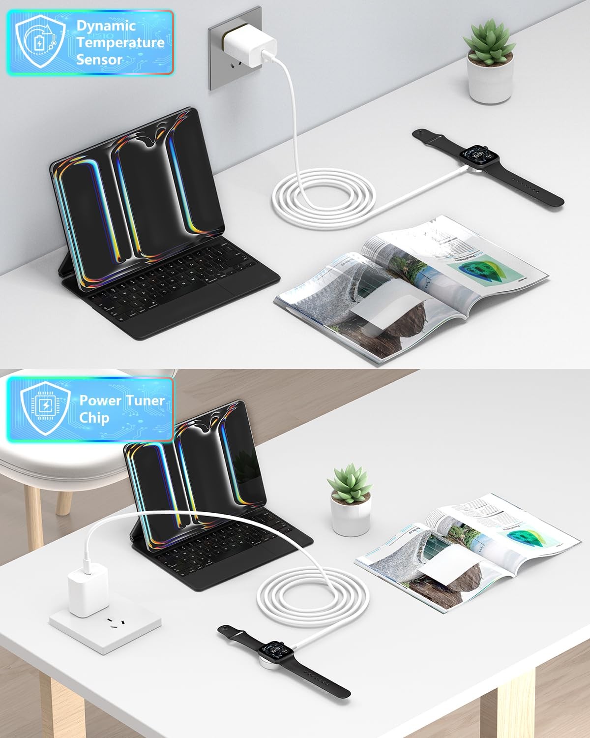 USB C Apple Watch Charger with 20W Fast Wall Block, 6FT Portable Magnetic Cha…