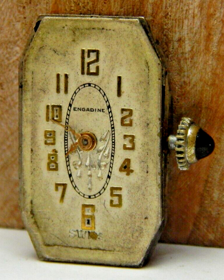 Vintage Engadine art deco Resillap 6 jewel 2 adjustment wrist watch movement