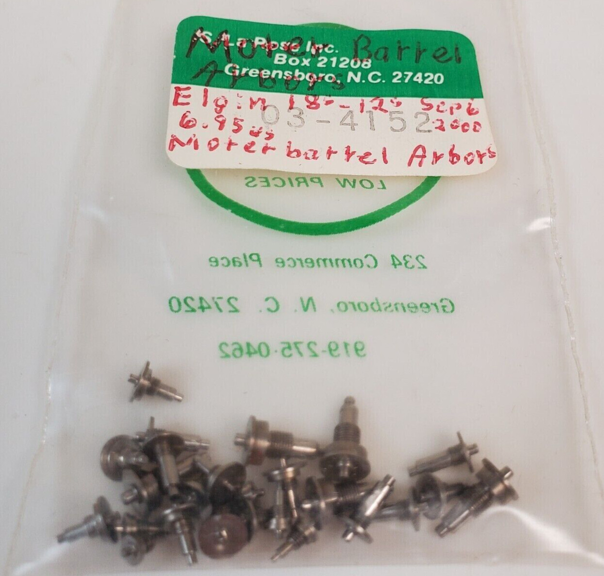 ELGIN pocket watch motor barrel arbor Assortment from S.Larose
