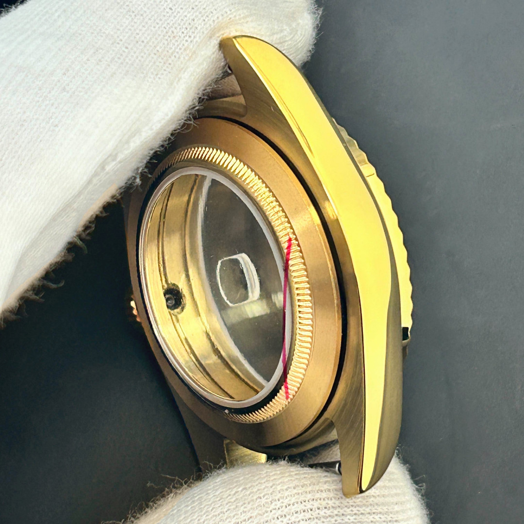 39mm Gold Watch Case 10ATM Fluted Steel Mod Part Sapphire for NH35 NH36 Movement