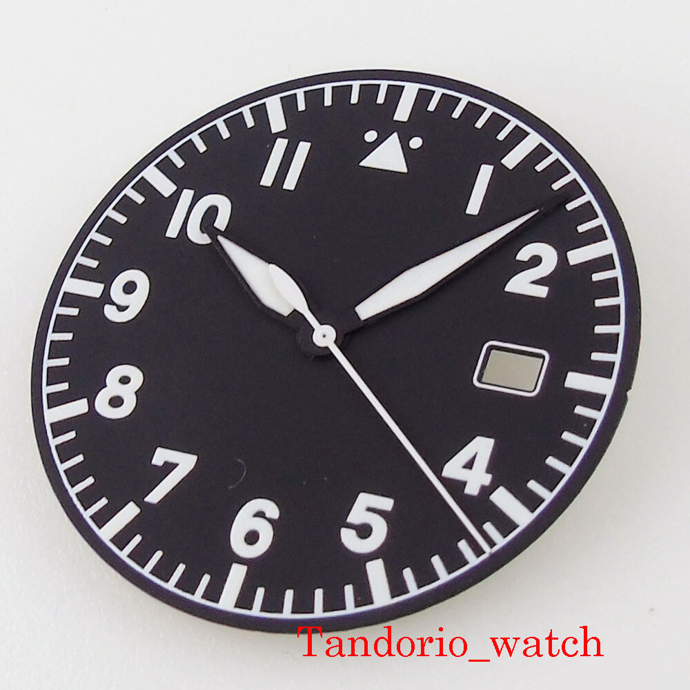 33.6mm Luminous Watch Dial Hands Watch Parts With Date Window For NH35 Movement