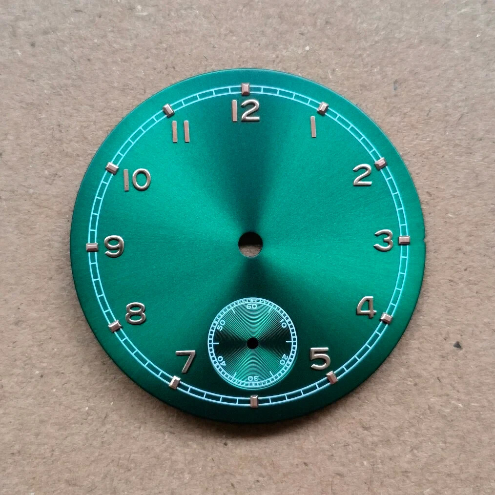 37mm green dial Rose gold number Thickness 0.4mm for ETA6498 ST3621 movement