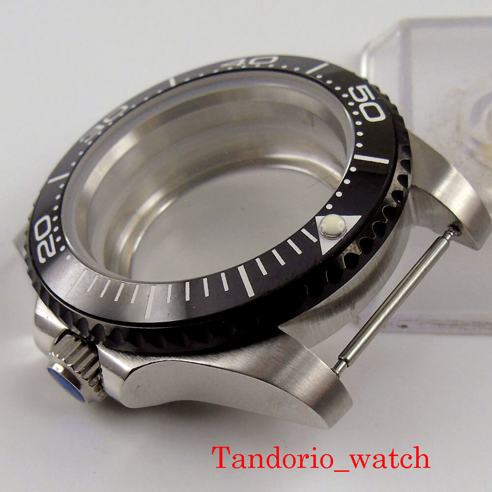 Fit NH35A NH36A Movement 40mm Watch Case Black PVD Ceramic Bezel Sapphire Glass
