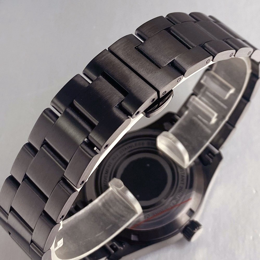 39mm Black PVD Sapphire Glass Watch Case Bracelet Fit NH34 NH35 NH36 ETA 2824