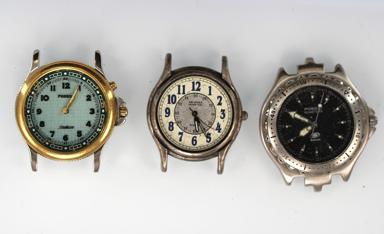 Fossil Arizona Jean Co Watch Men Silver Gold Stainless WR Quartz NON-WORKING-I
