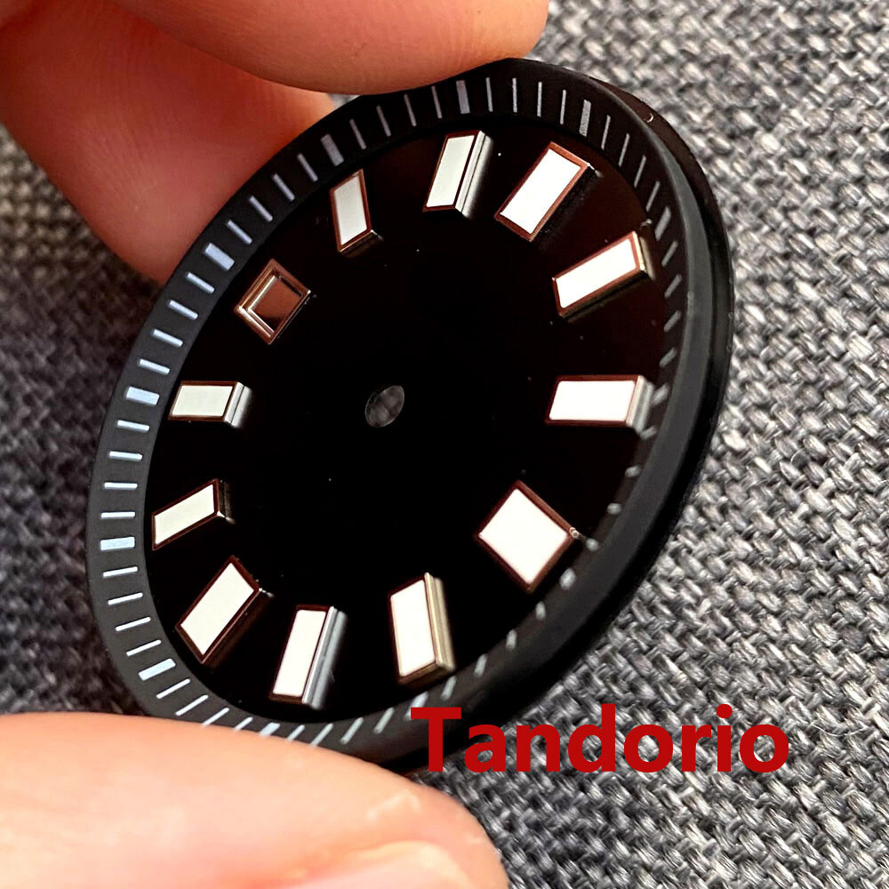 33.4mm black blue green watch dial luminous dial fit NH35 movement