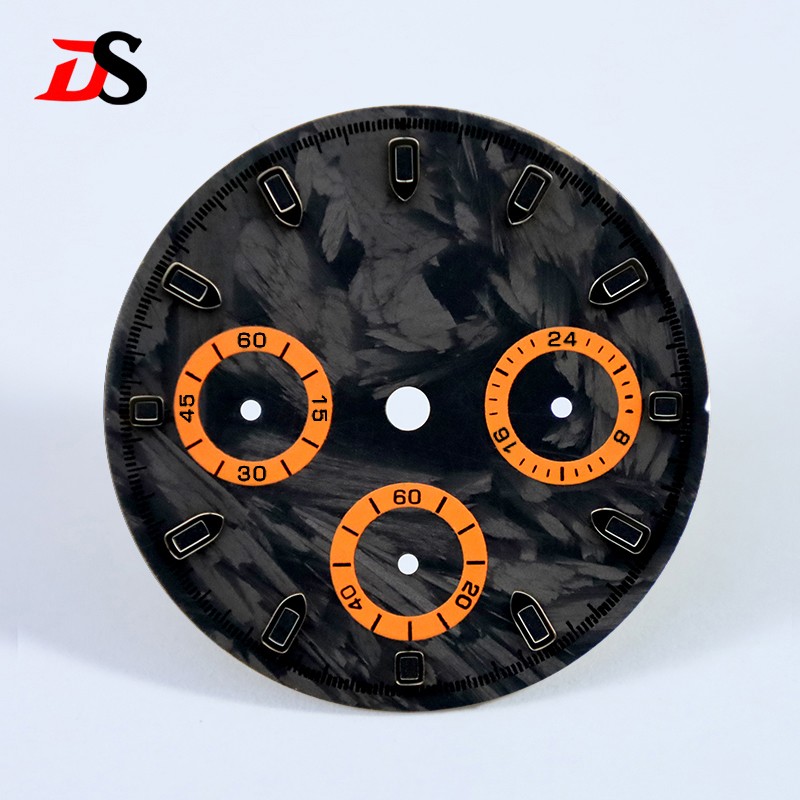 DS 29.5mm Dial Carbon Fiber Dial Blue Lume for VK63 Movement Black Lume Custom