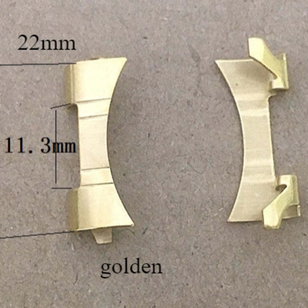 Golden matted S/S 22X11.3mm Curved End Links Spring Bars Bracelet Watch Band Str