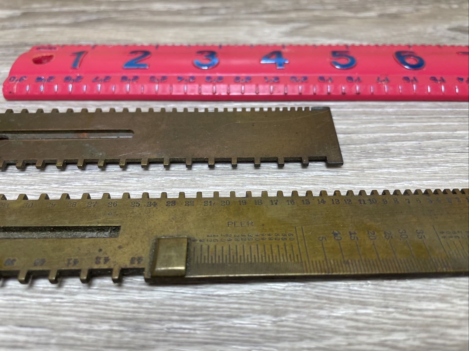 2 Clockmaker’s/Watchmaker’s Estate Antique Heavy Brass Peer Mainspring Gauge