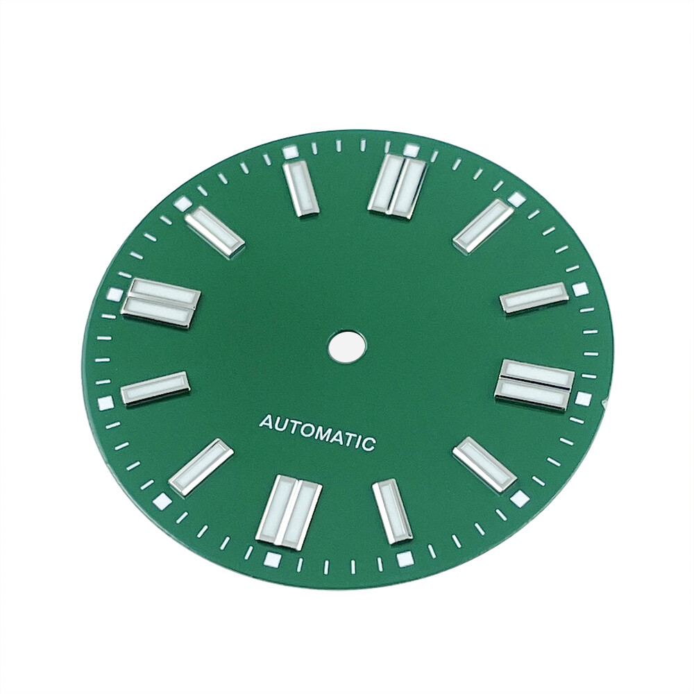 28.5mm Green Watch Dial for NH38A Movement BGW9 Lume No Date Fit for NH38 NH35