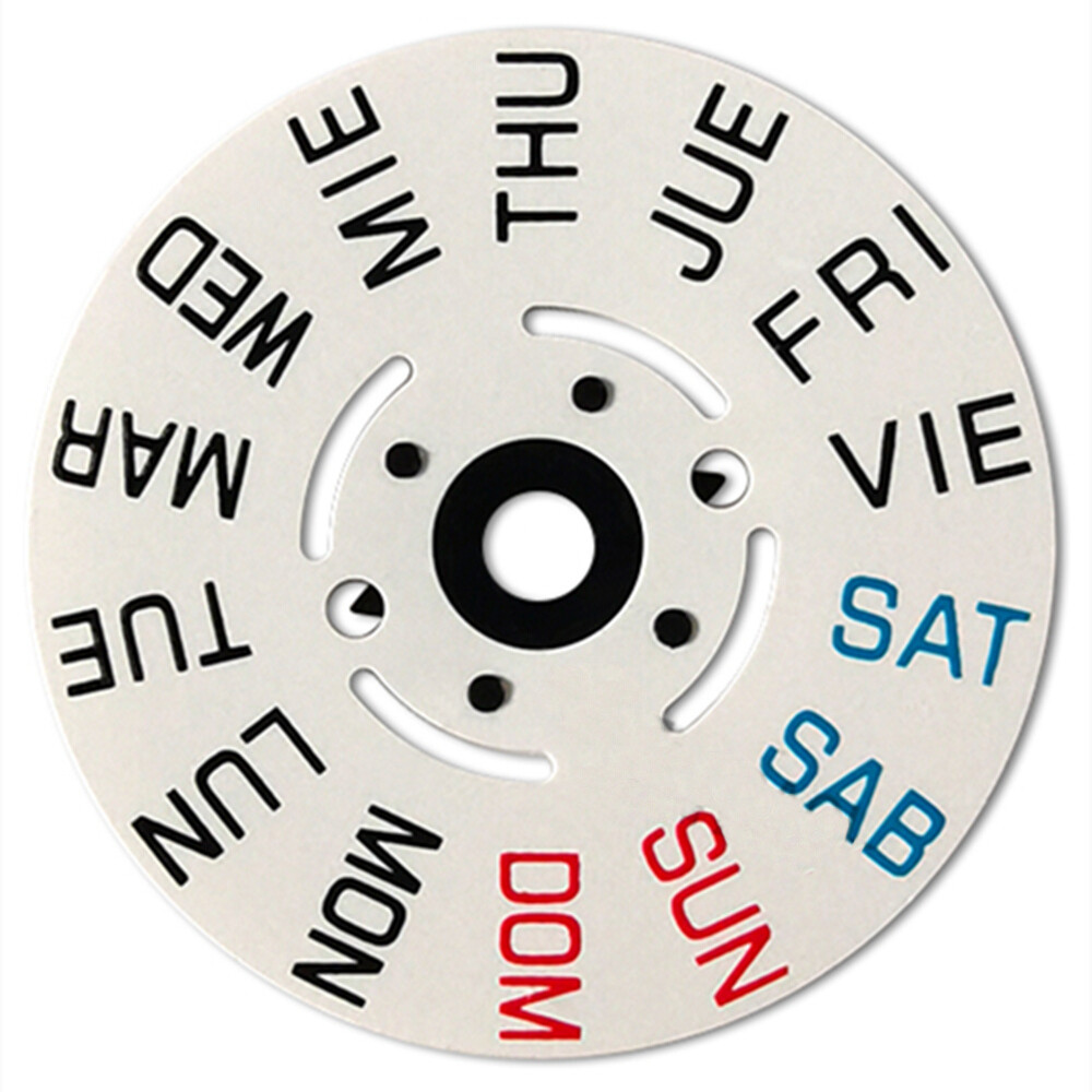 White Background Spanish English Font Week Disk Week Wheel for NH35 NH36