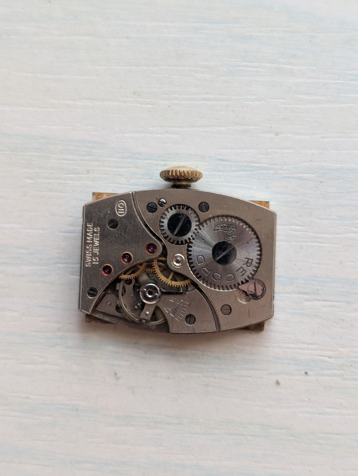 Vintage Record Rectangle 110 Mechanical Watch Movement (Runs)