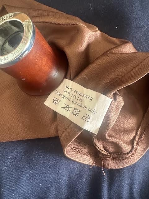 “PATEK PHILLIPPE” WOODEN LOUPE-GLOVE-NAVY BAG & STAMPED CLOTH “Price reduction!”