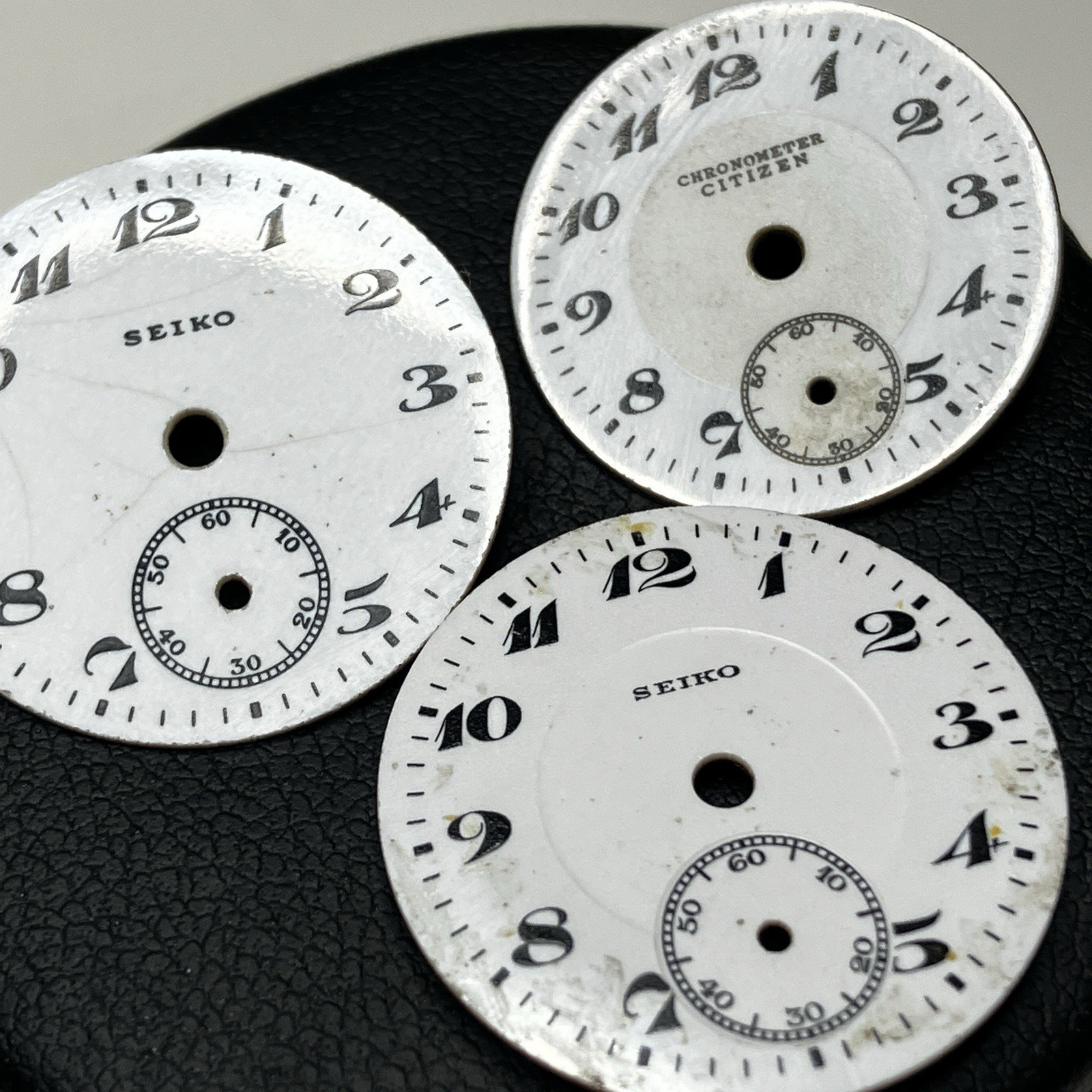 Vintage Seiko Citizen Enamel Dials Lot x3 Japan Watch Parts 19mm, 21mm & 21.5mm