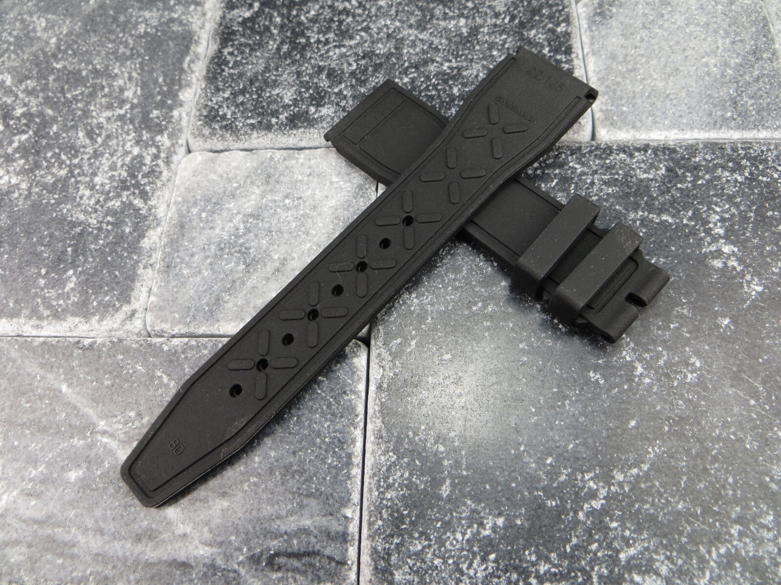 22mm Genuine Rubber Strap Black Diver Watch Band for IWC BIG PILOT Portugieser R