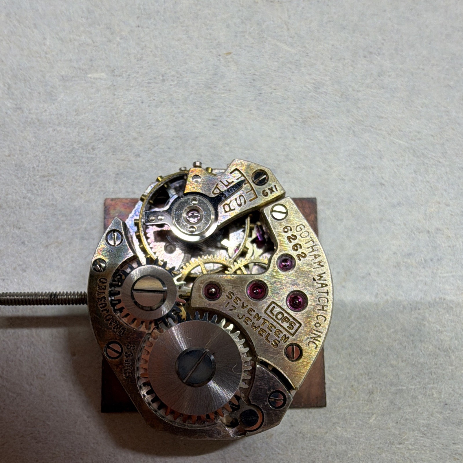 Gotham Swiss 17J Mechanical Manual Watch Movement w/ Dial & Hands 522/6262