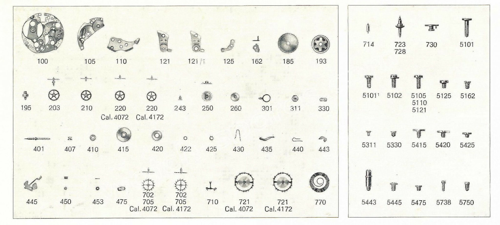 Felsa 6¾”‘ calibre 4172 Watch Movement Parts – Choose From List