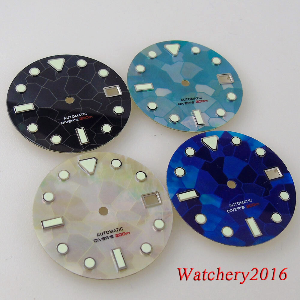 Tandorio 29MM Green White MOP Dial Fit NH35 NH36 Automatic Watch Accessories