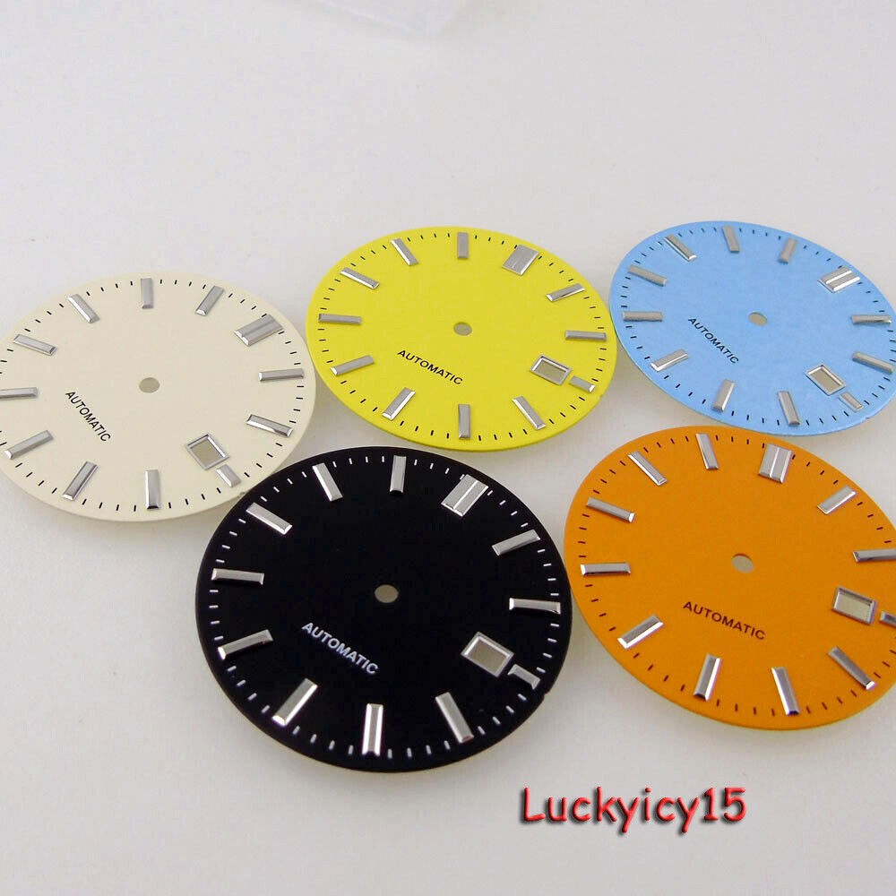 33.5MM Sky Blue Folds Watch Dial Hands Date Window Fit NH35 NH36 Automatic Part