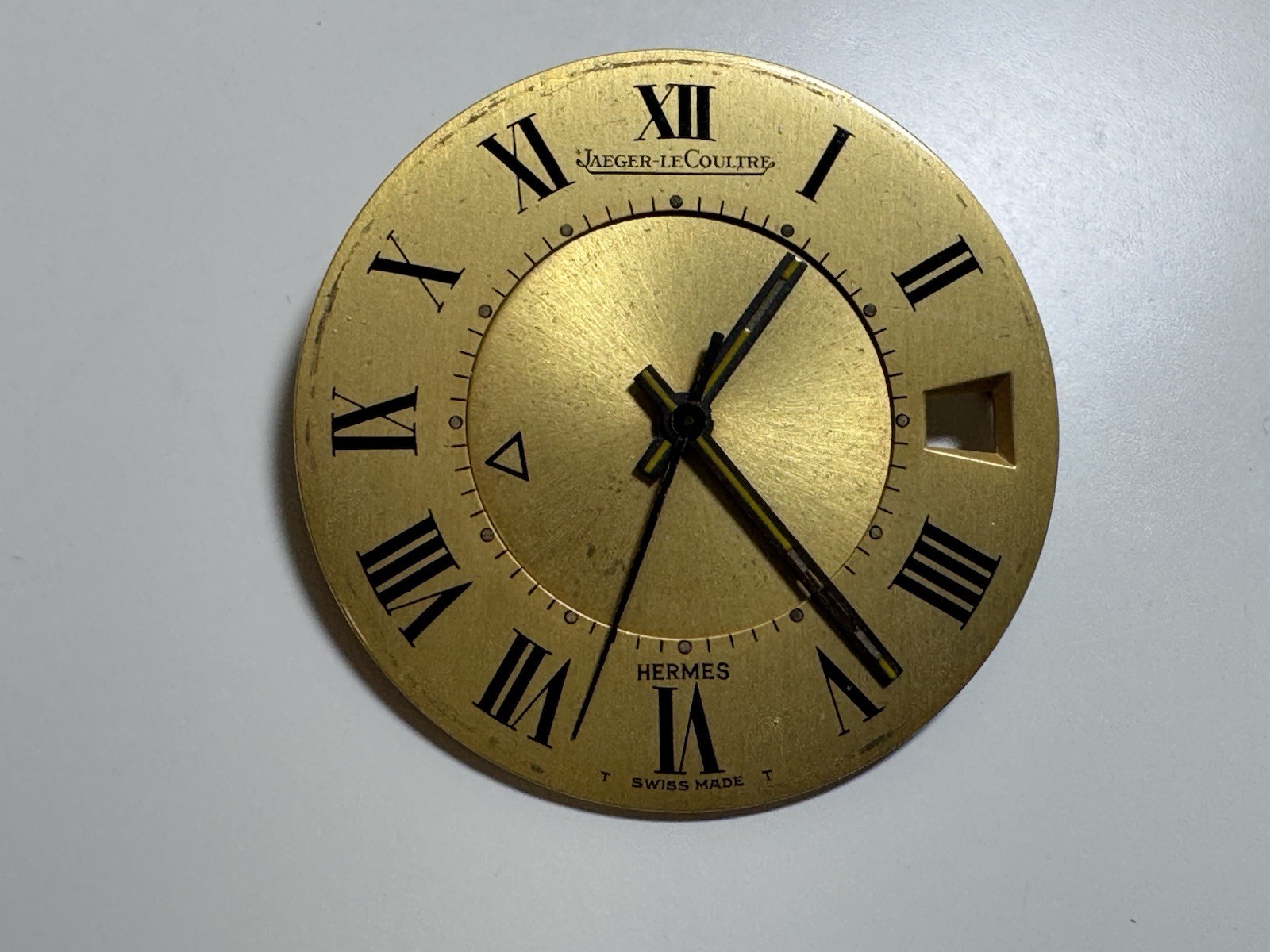 jaeger lecoultre x hermes swiss made alarm dial roman numerals rare collectible