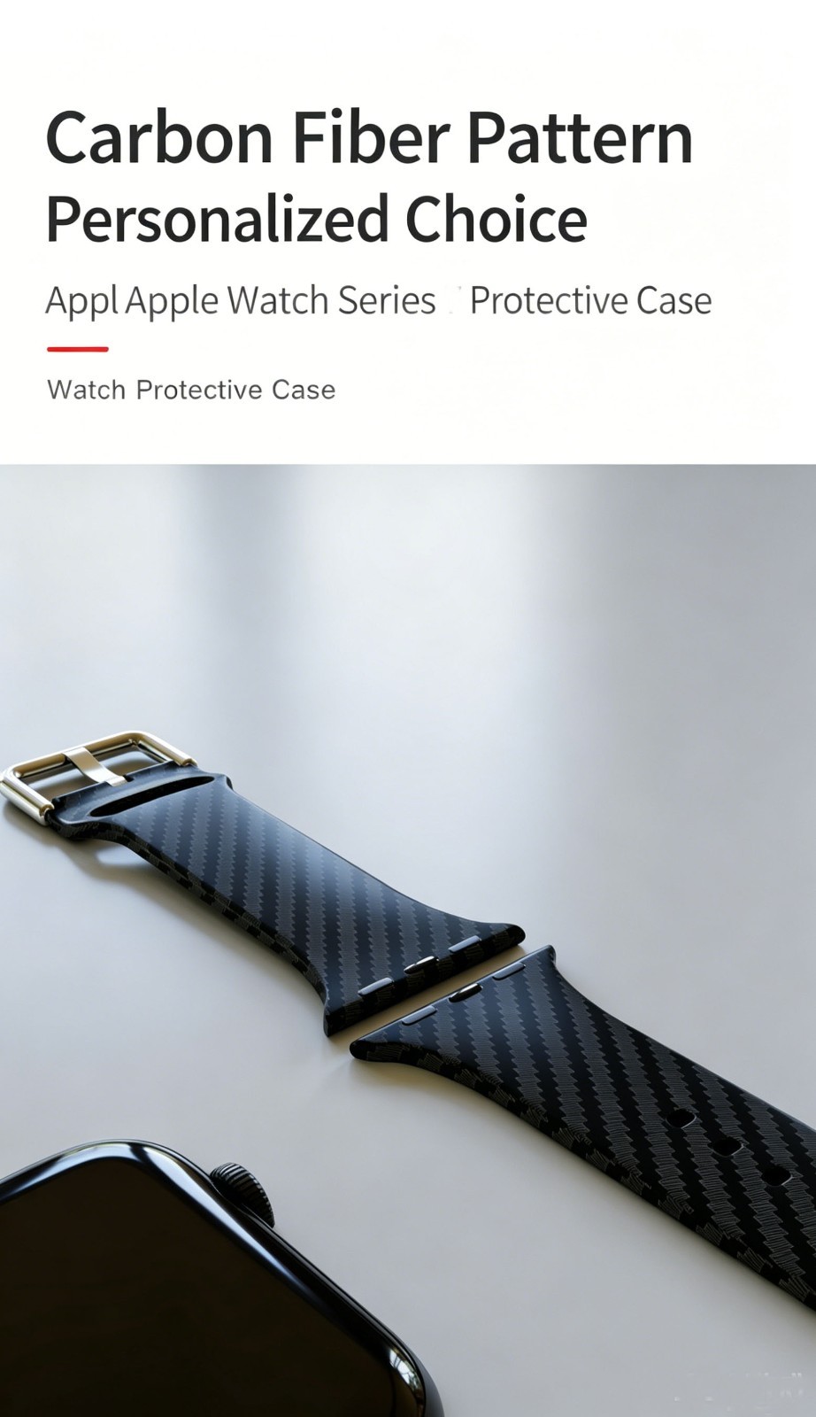 Apple Watch Carbon Silicone Strap Series 1-11 42-49mm Replacement Band