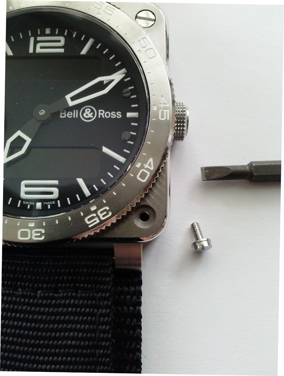 Replacement Face Front Cover Screw for Bell & Ross BR03 Polished Black PVD