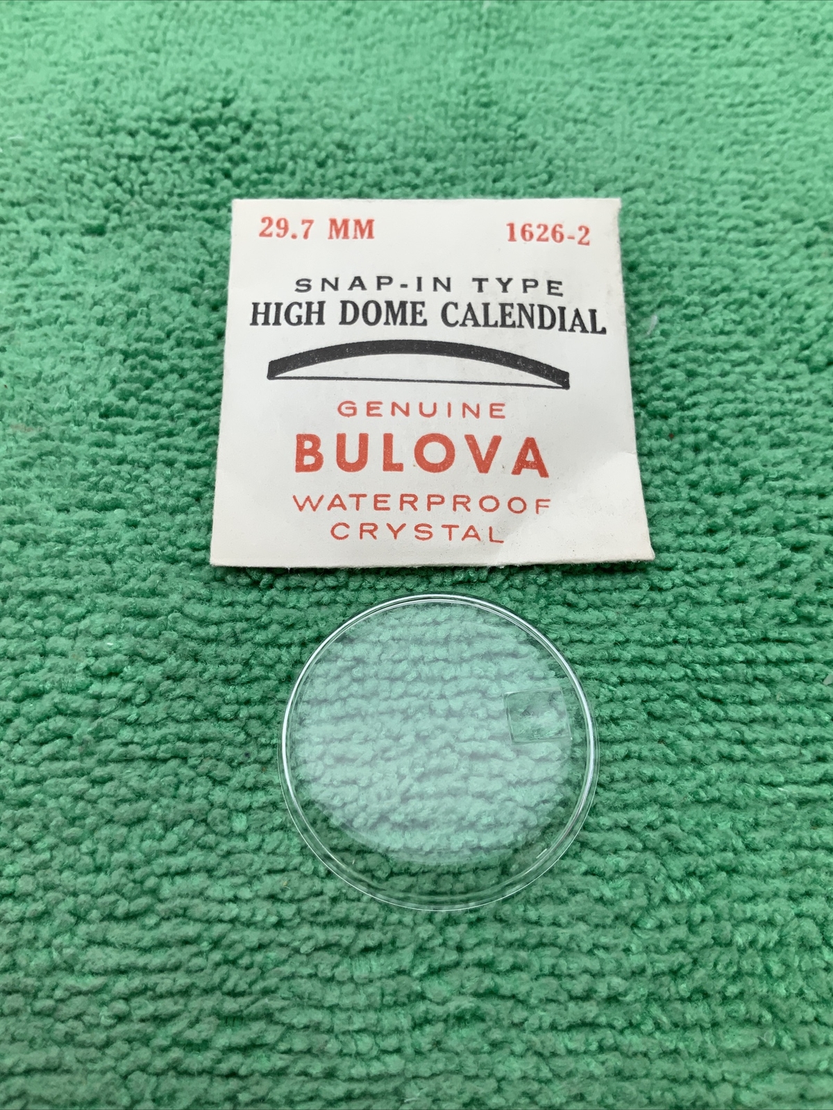 Genuine Bulova Accutron Part # 1626-2, 29.7 mm High Dome Calendial Watch Crystal