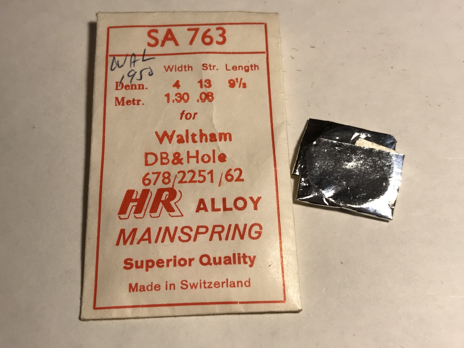 HR Mainspring SA763 for Waltham Model 678 #2251 / 2262 – Alloy
