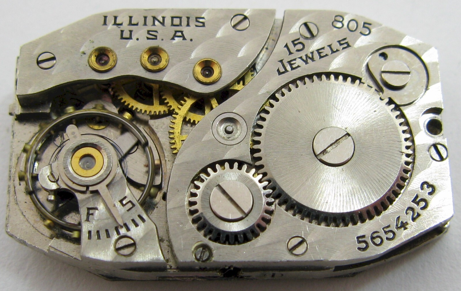 Illinois 805 15 jewels rectangle Lady wrist watch movement for parts …