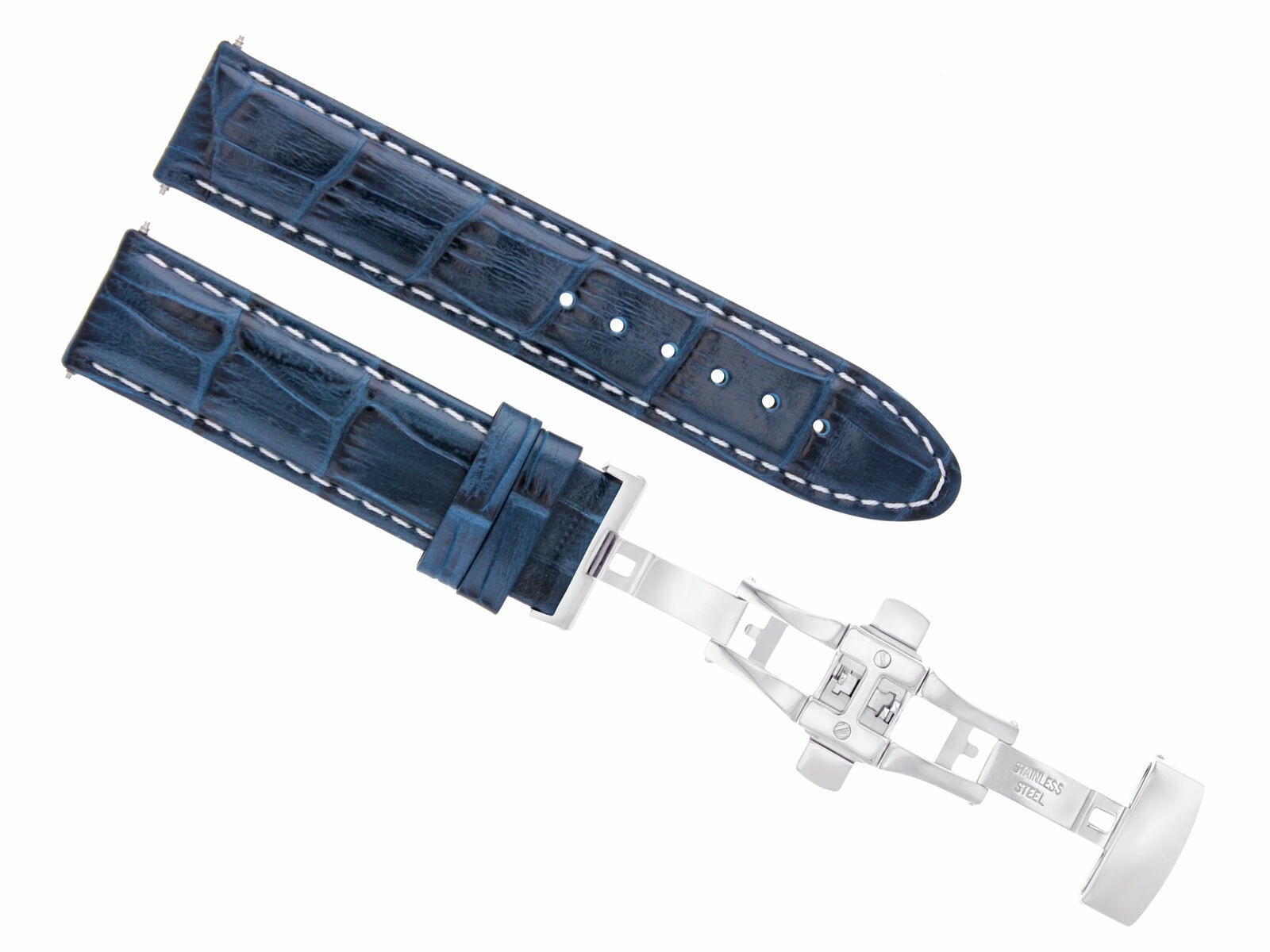 24MM LEATHER WATCH STRAP BAND CLASP FOR 44MM PANERAI LUMINOR RADIOMIR BLUE WS