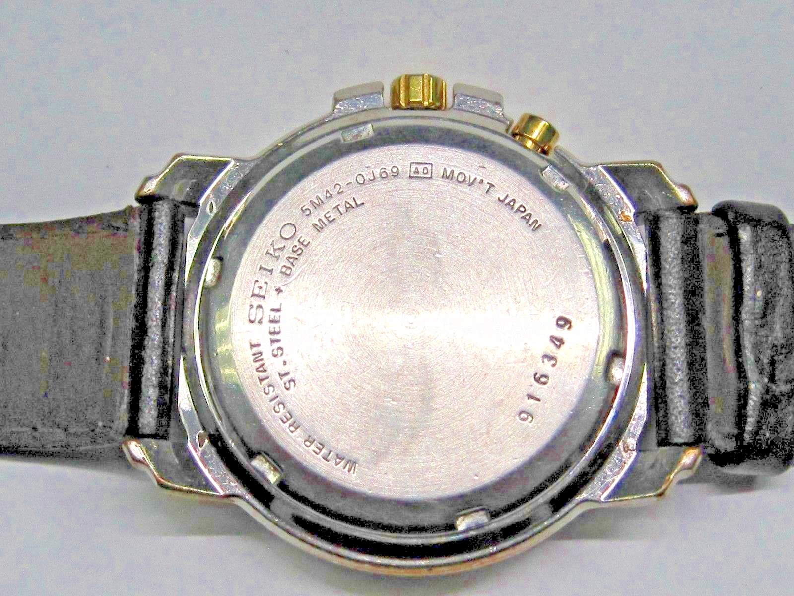 Vintage Gts Seiko Date Kinetic Yellow Gold Plated/Stainless Steel Wrist Watch.