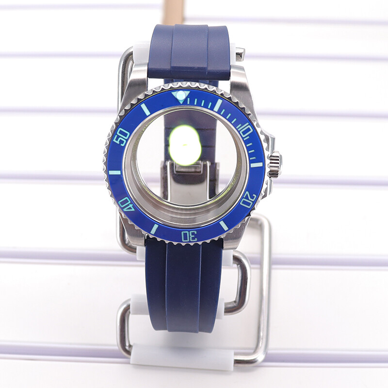 Diver 40mm Watch Case Rubber Strap C3 Luminous Bezel For Seiko Nh35 NH34 ETA2824