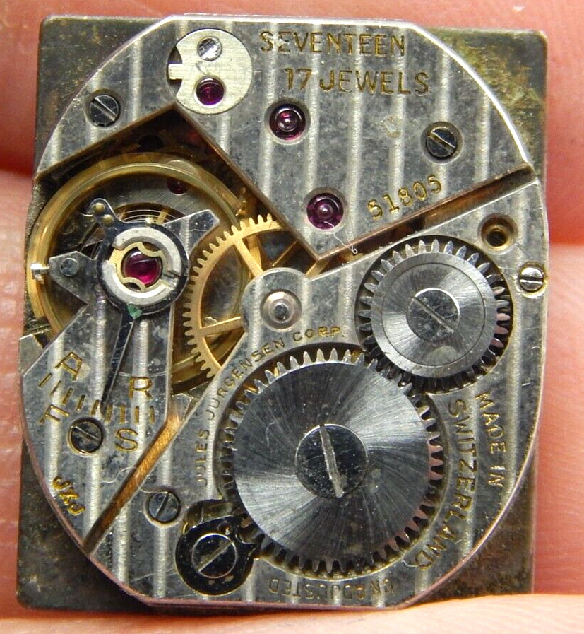Vintage Jules Jurgensen 17 jewel 51805 wrist watch movement w/ good balance