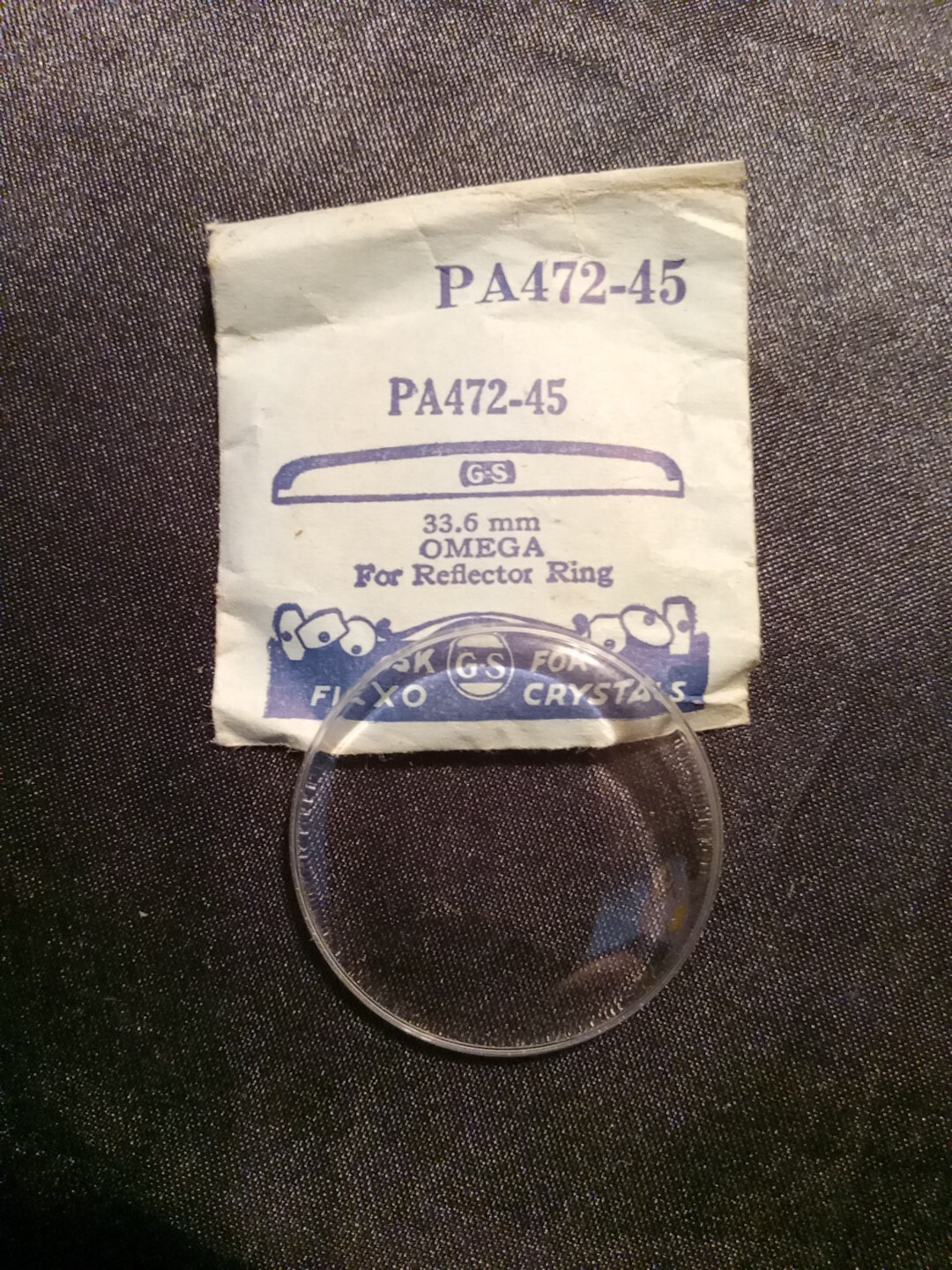 NOS Omega Watch Crystal PA472-45 33.06mm For Relector Ring