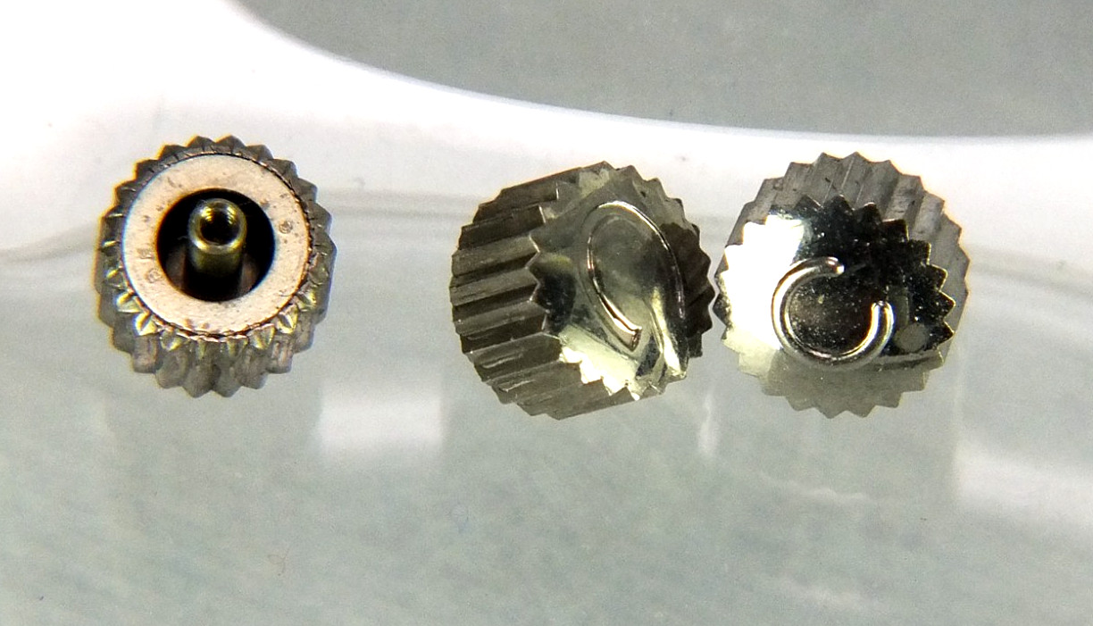 Lot of 3 signed Bulova CARAVELLE Long Tube/WATER RESISTANT 5mm Crowns *NOS*