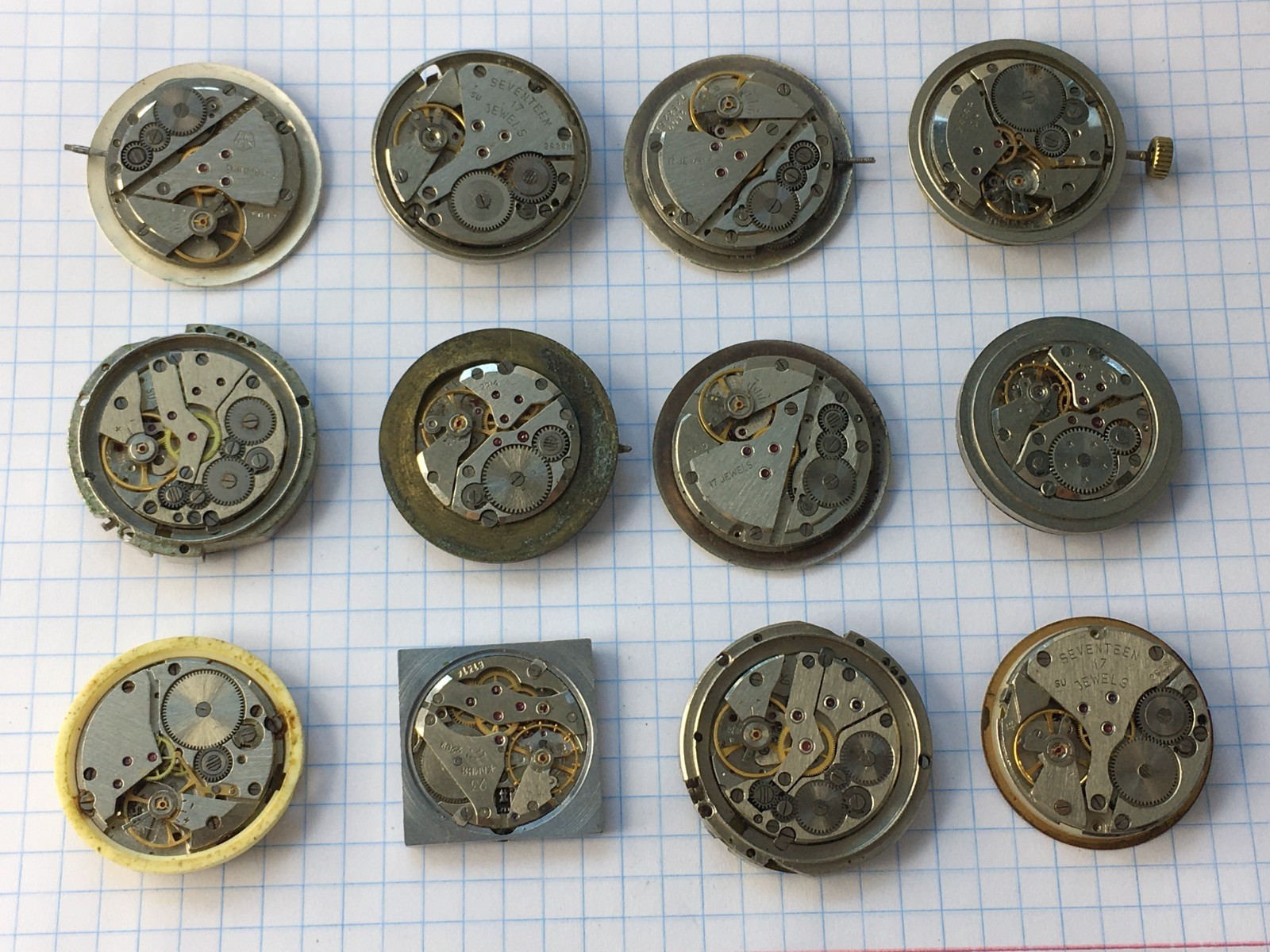 MOVEMENTS (12pcs) FOR MENS WRIST WATCH Slava Vostok Poljot USSR for parts