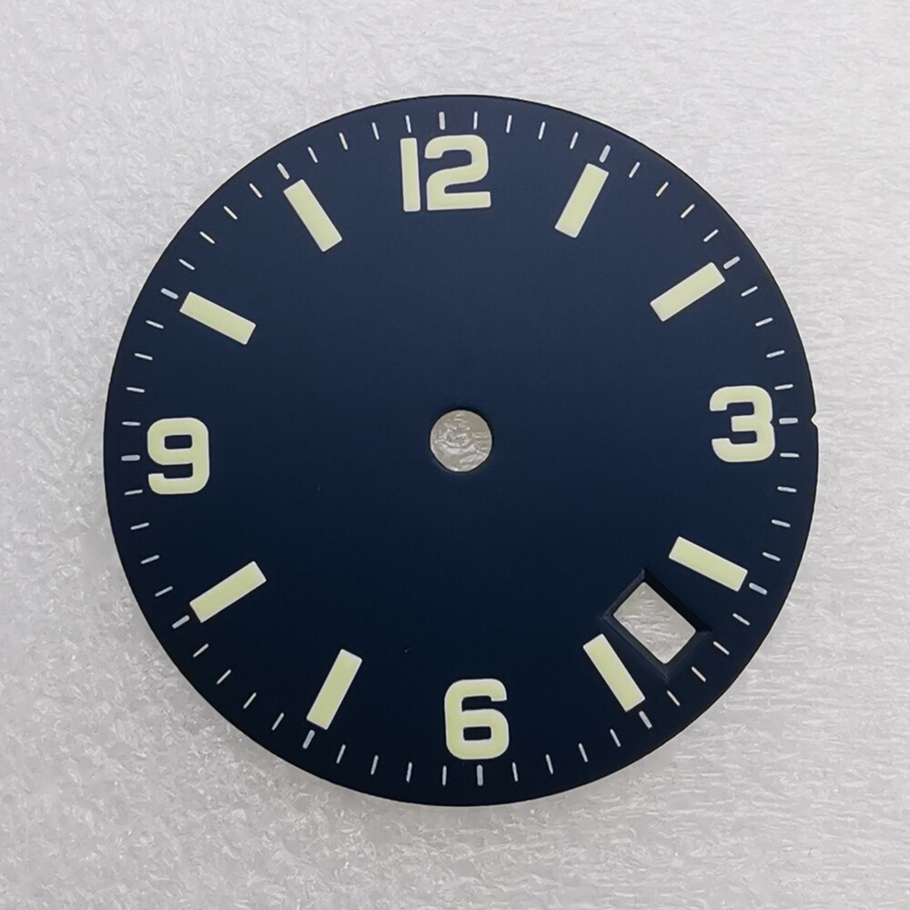 28.5mm luminous black blue gray 4 o’clock calendar watch dial fit NH35 movement