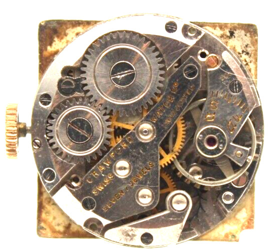 CRAWFORD TANK WRIST WATCH MOVEMENT SWISS 7j 23.5mm (JH3)