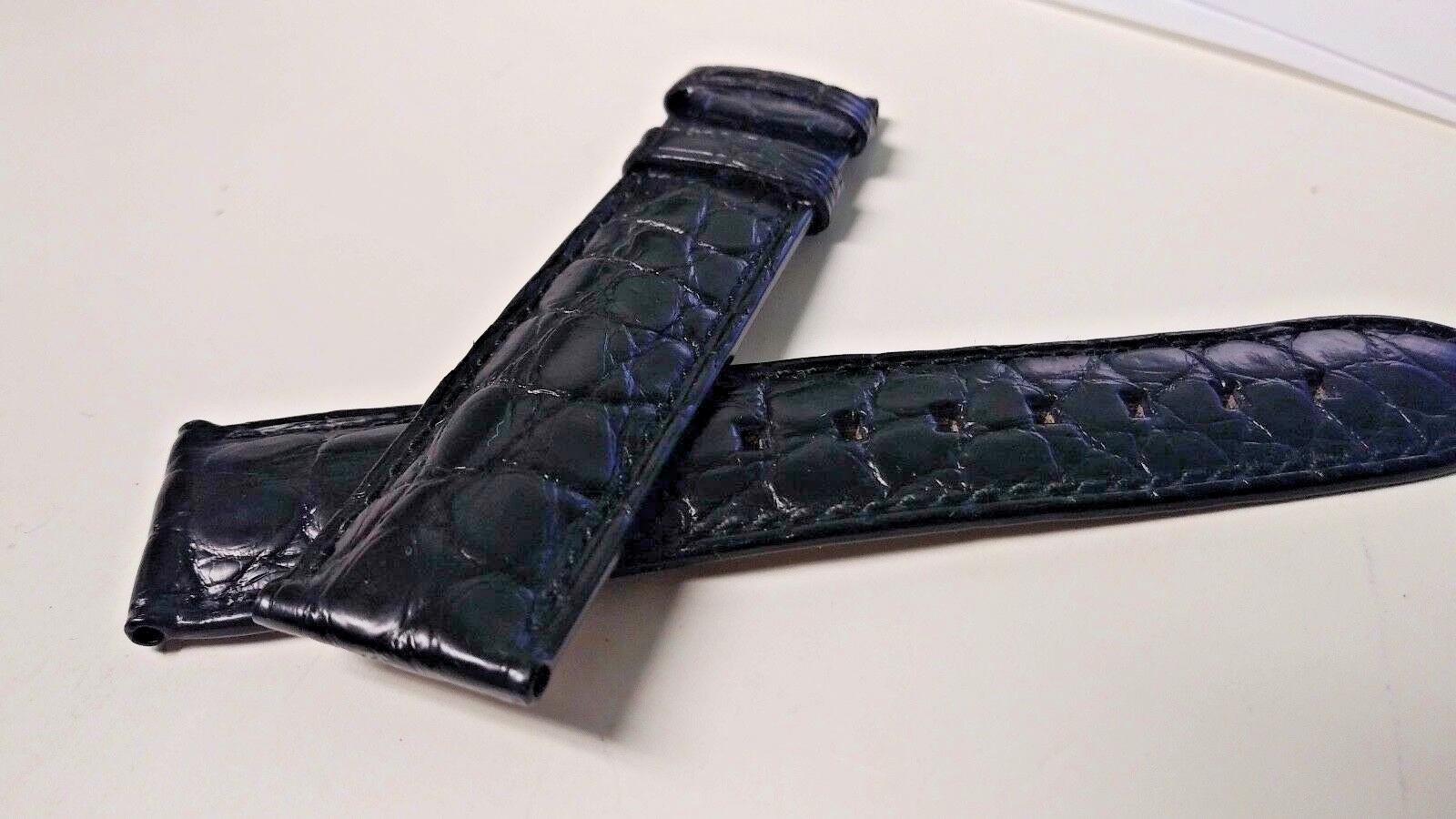 Genuine Montblanc Band Black with black Stitch Alligator 20/18mm NEW