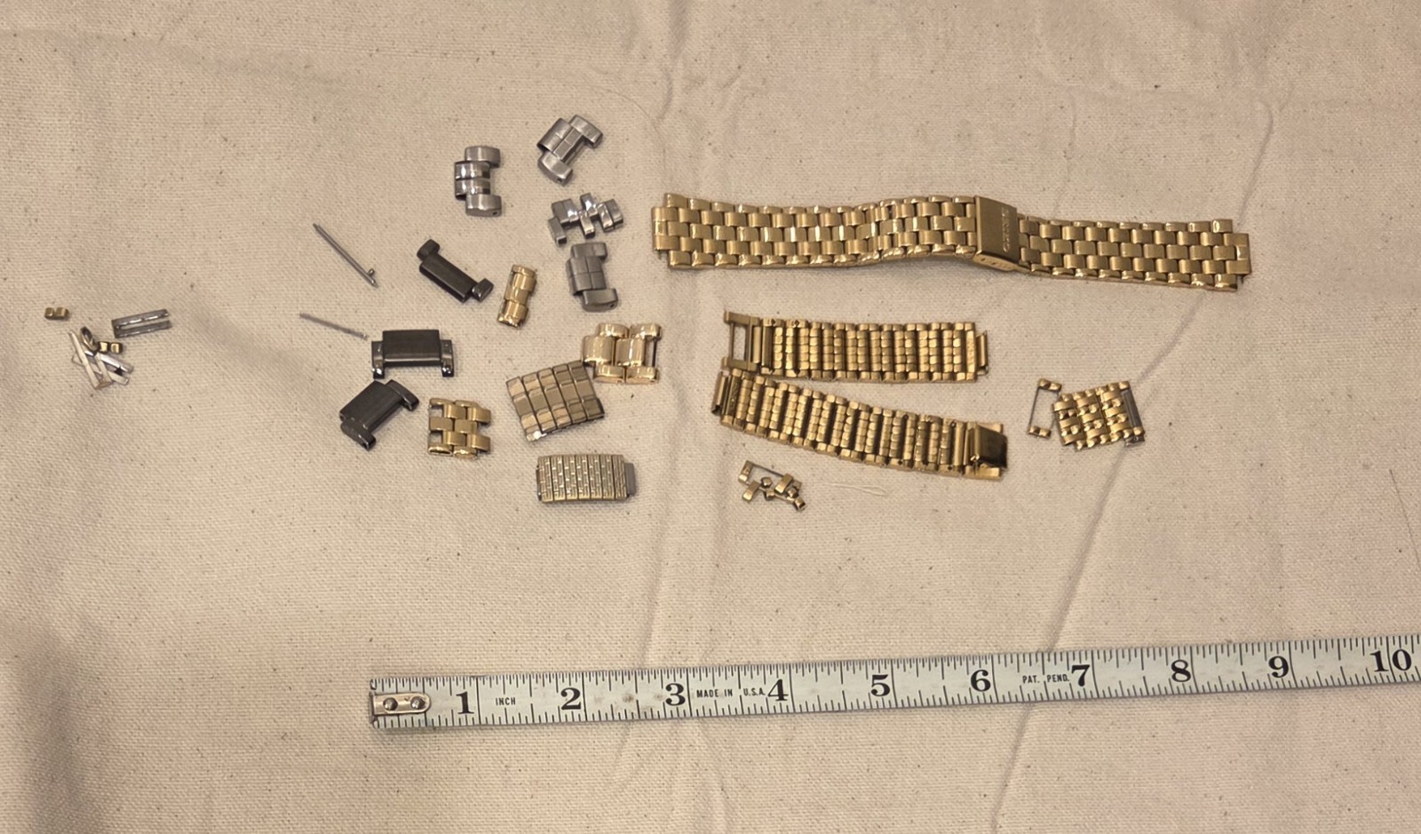 Lot of Assorted Watch Bands Links Parts Repair Gold Tone Stainless Steel Craft